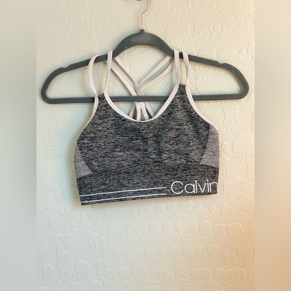 Calvin Klein Performance Grey and White Sports Bra